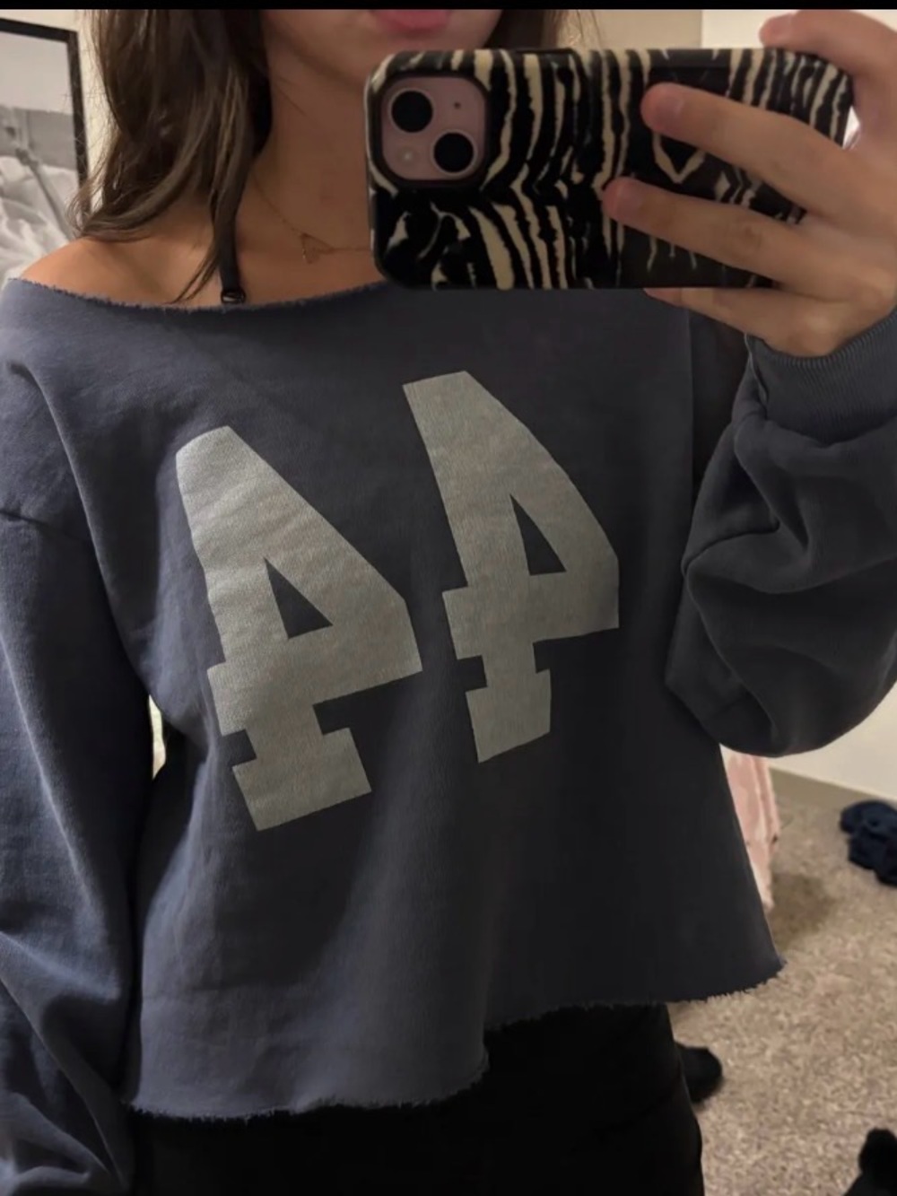 Brandy Melville Washed blue Off-Shoulder 44 Sweatshirt